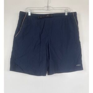 Columbia Mens Navy Blue Nylon Belted Mesh Lined Hiking Swim Shorts AM4449 Size M